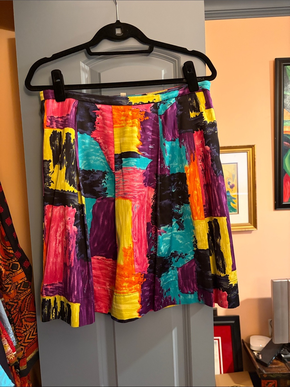 Trina Turk Silk Abstract Print A-Line Skirt - Multicolor